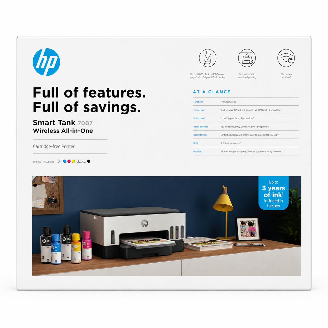HP Smart Tank 7007 Multifunktionsdrucker – WLAN, Duplexdruck, Scan & Kopie, Tintentank-System (940Y5A)