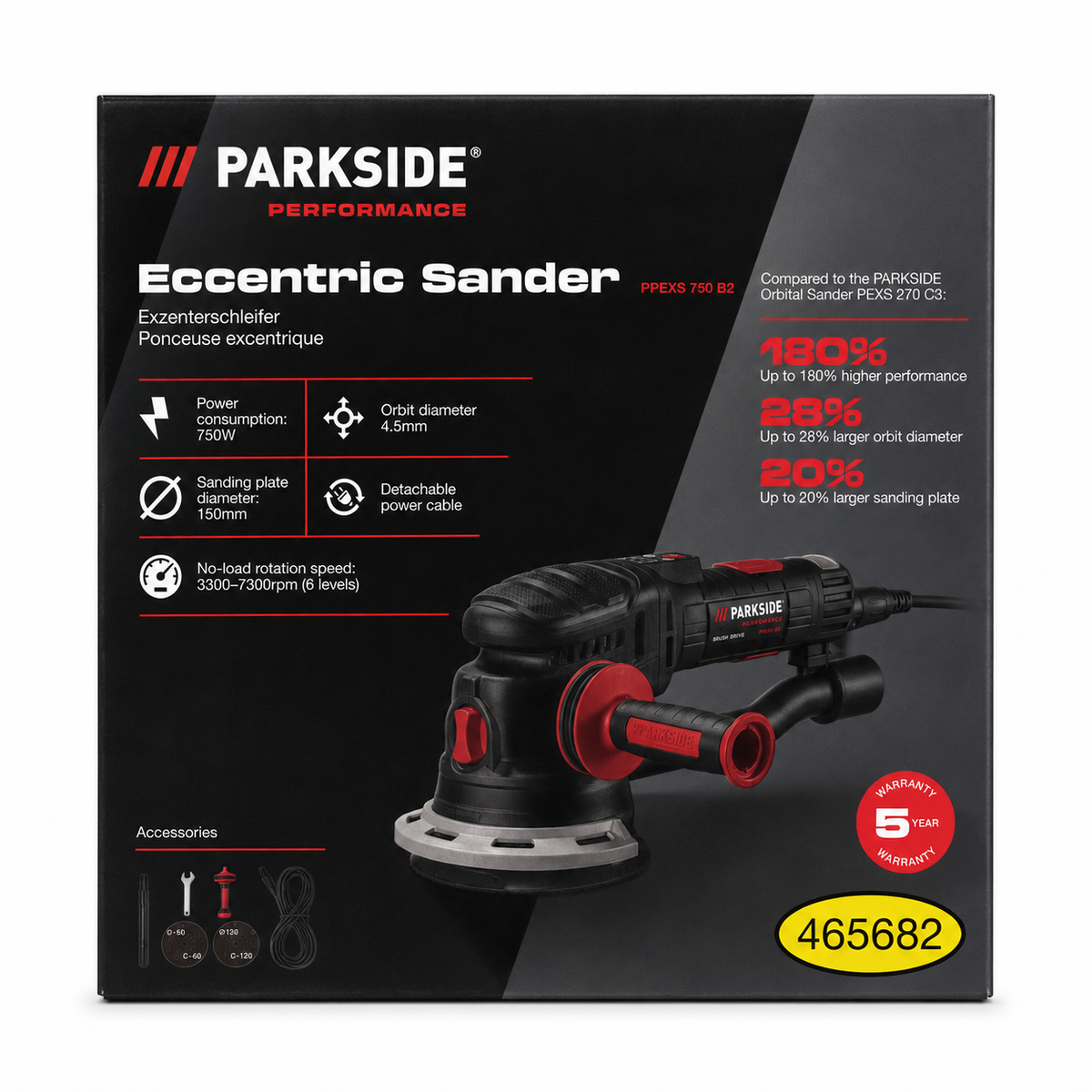 Parkside Performance PPEXS 750 B2 Exzenterschleifer – Originalverpackung