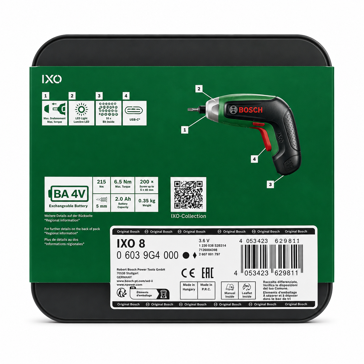 Bosch IXO 8 Akku-Schrauber Basic – 4V, mit 10 Bits und Box
