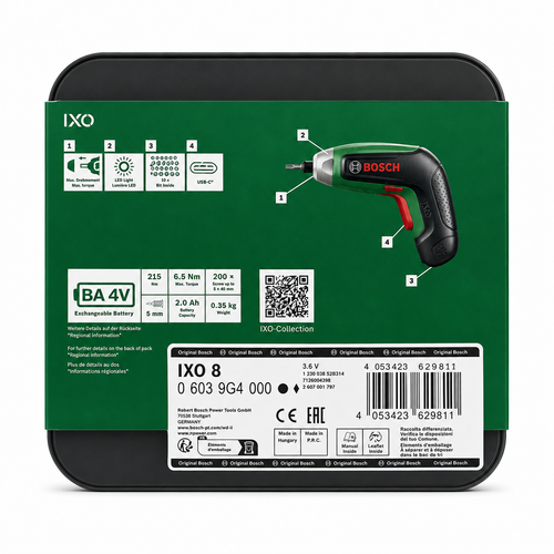 Bosch IXO 8 Akku-Schrauber Basic – 4V, mit 10 Bits und Box