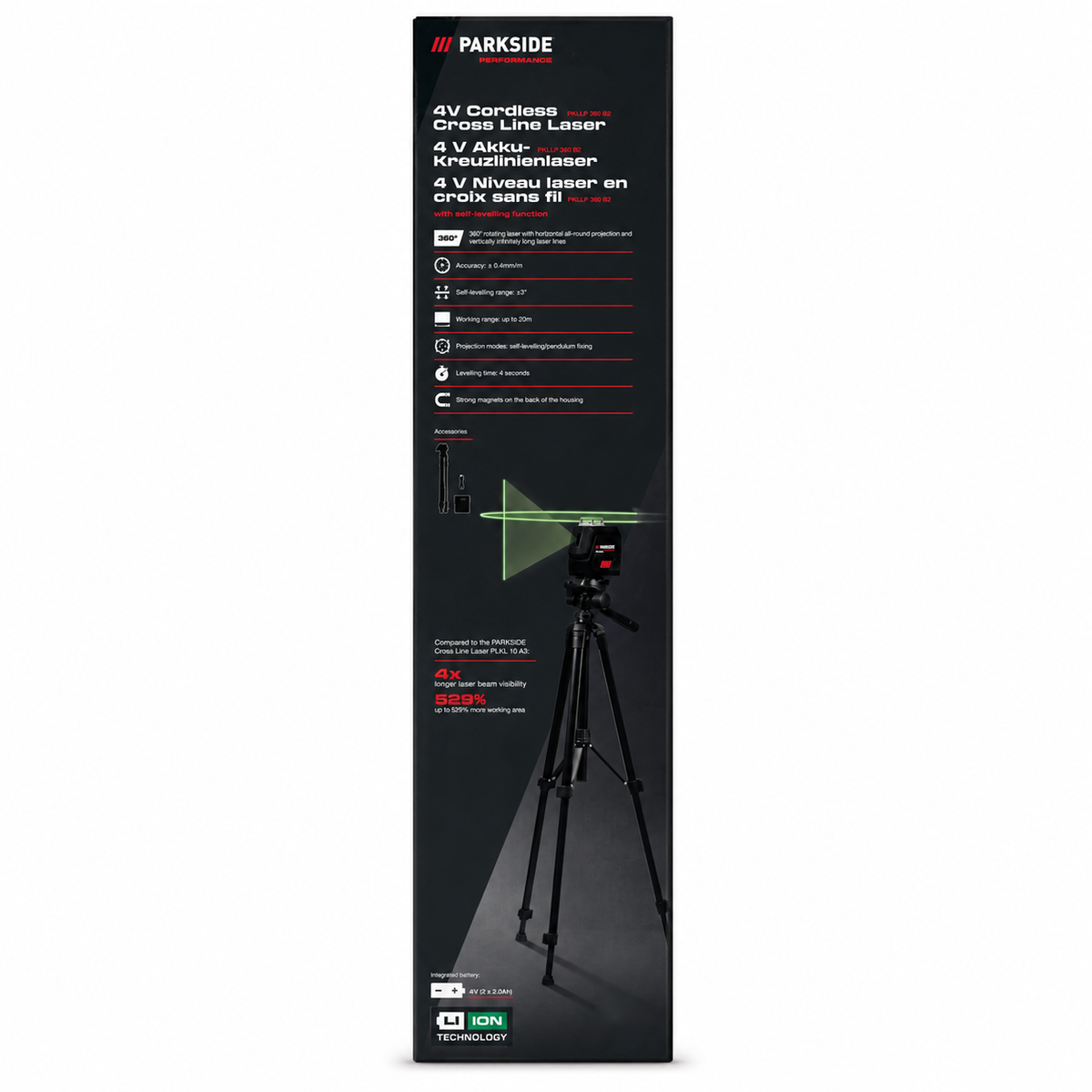 Parkside Performance PKLLP 360 B2 Akku-Kreuzlinienlaser – Originalverpackung