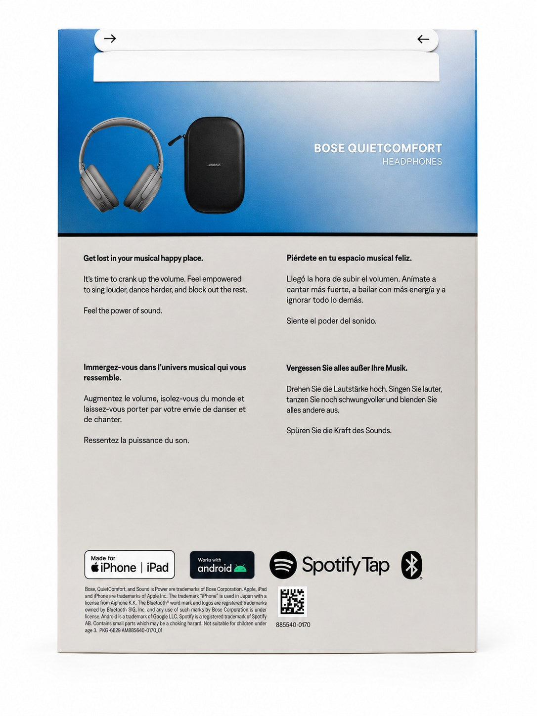 Bose QuietComfort Headphones Moonlight Grey – Verpackung Rückseite