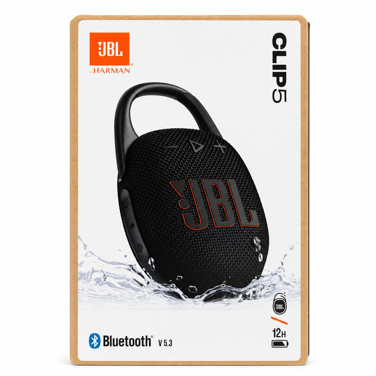JBL Clip 5 Schwarz – Verpackung Vorderseite