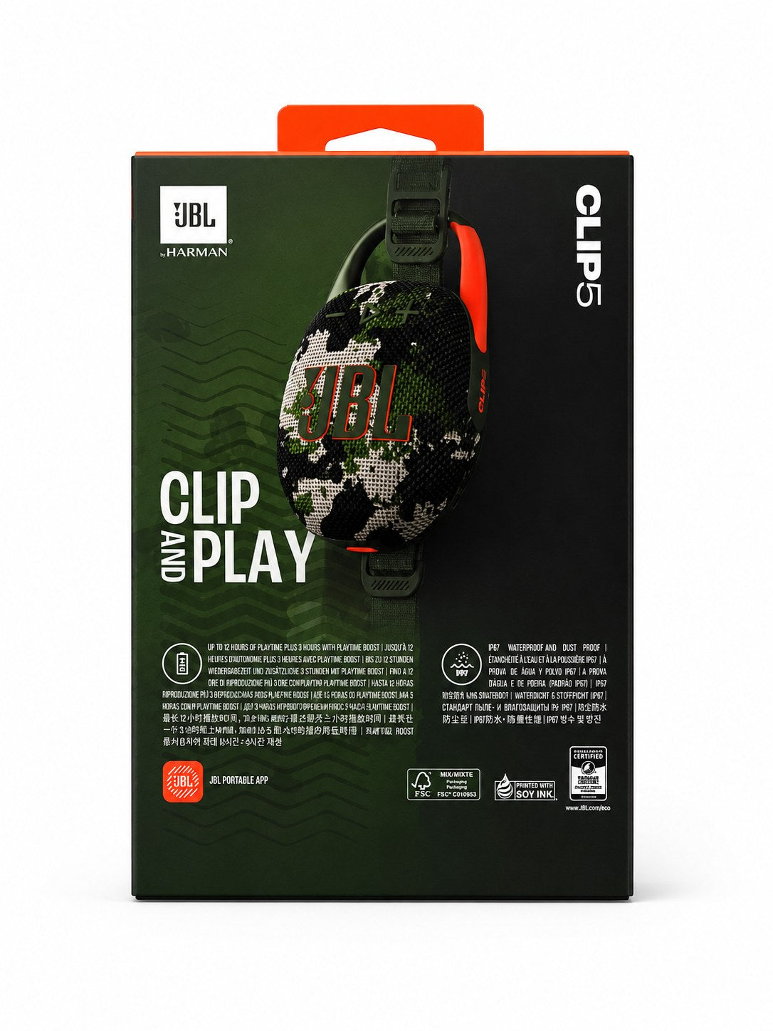 JBL Clip 5 Squad Camouflage – Verpackung Rückseite
