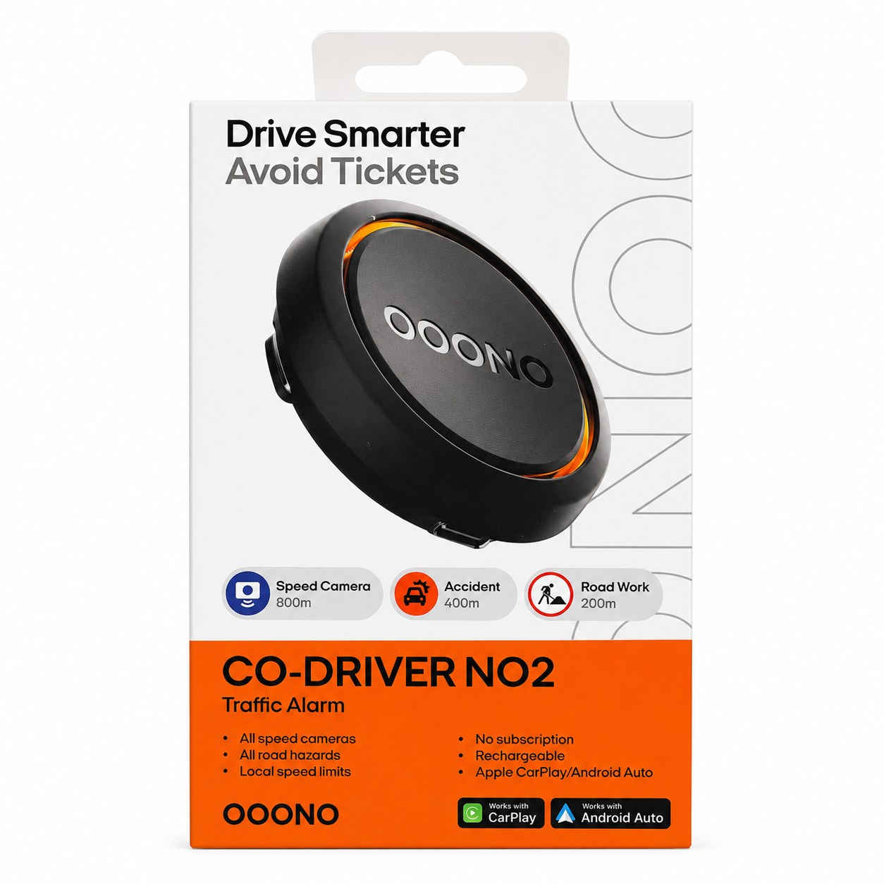 OOONO CO-DRIVER NO2 Verkehrsalarm – Verpackung Vorderseite