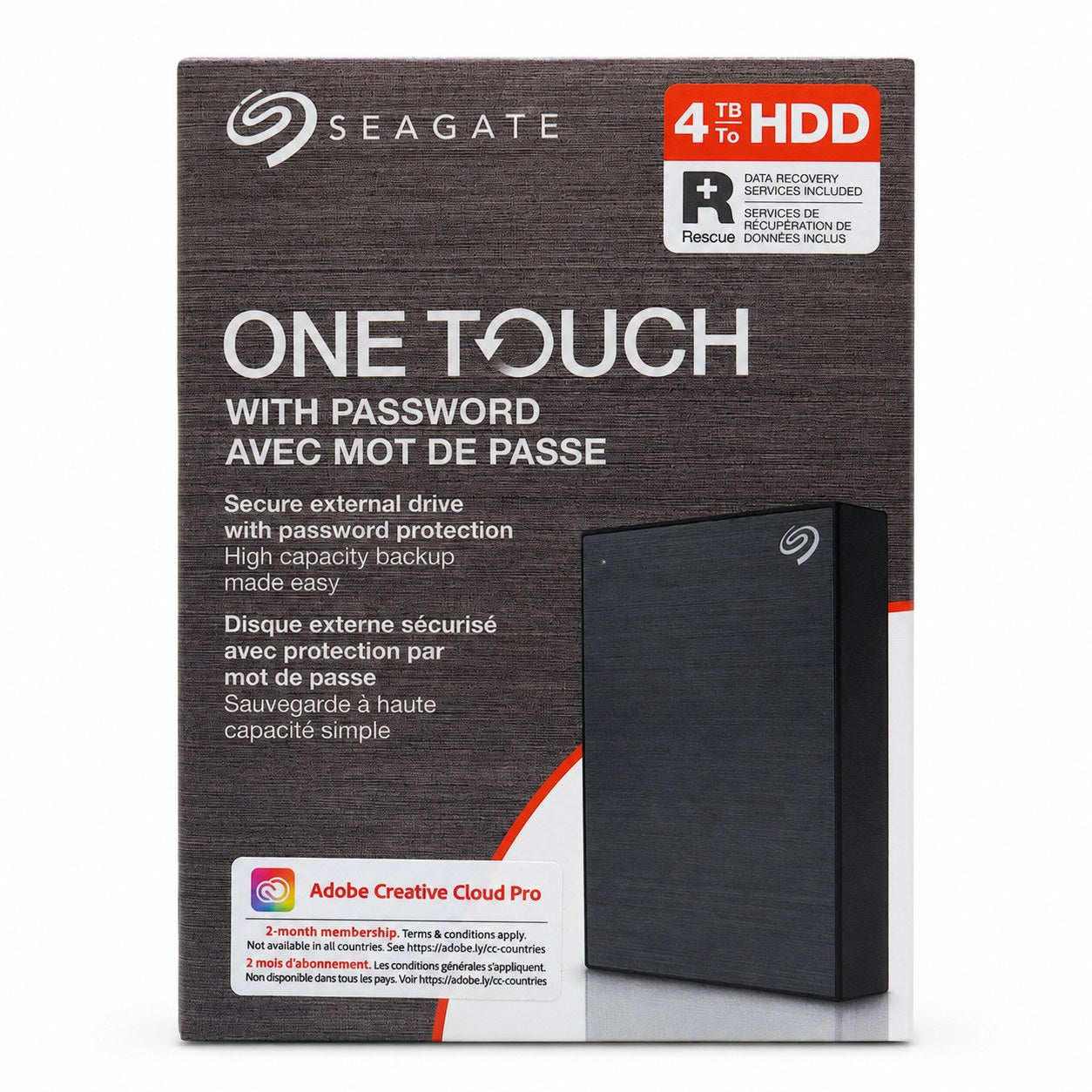 Seagate One Touch 4TB mit Passwort – Verpackung Vorderseite