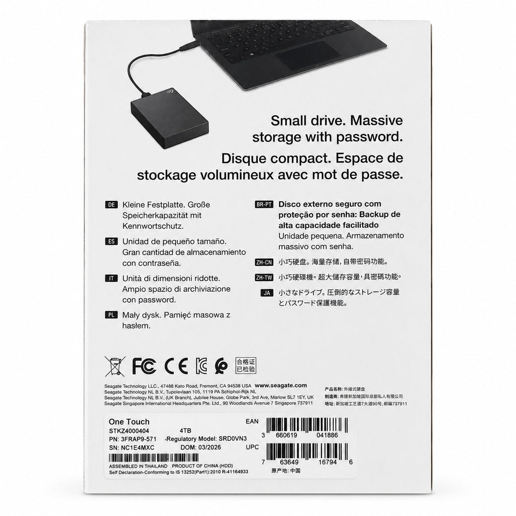 Seagate One Touch 4TB – Verpackung Rückseite