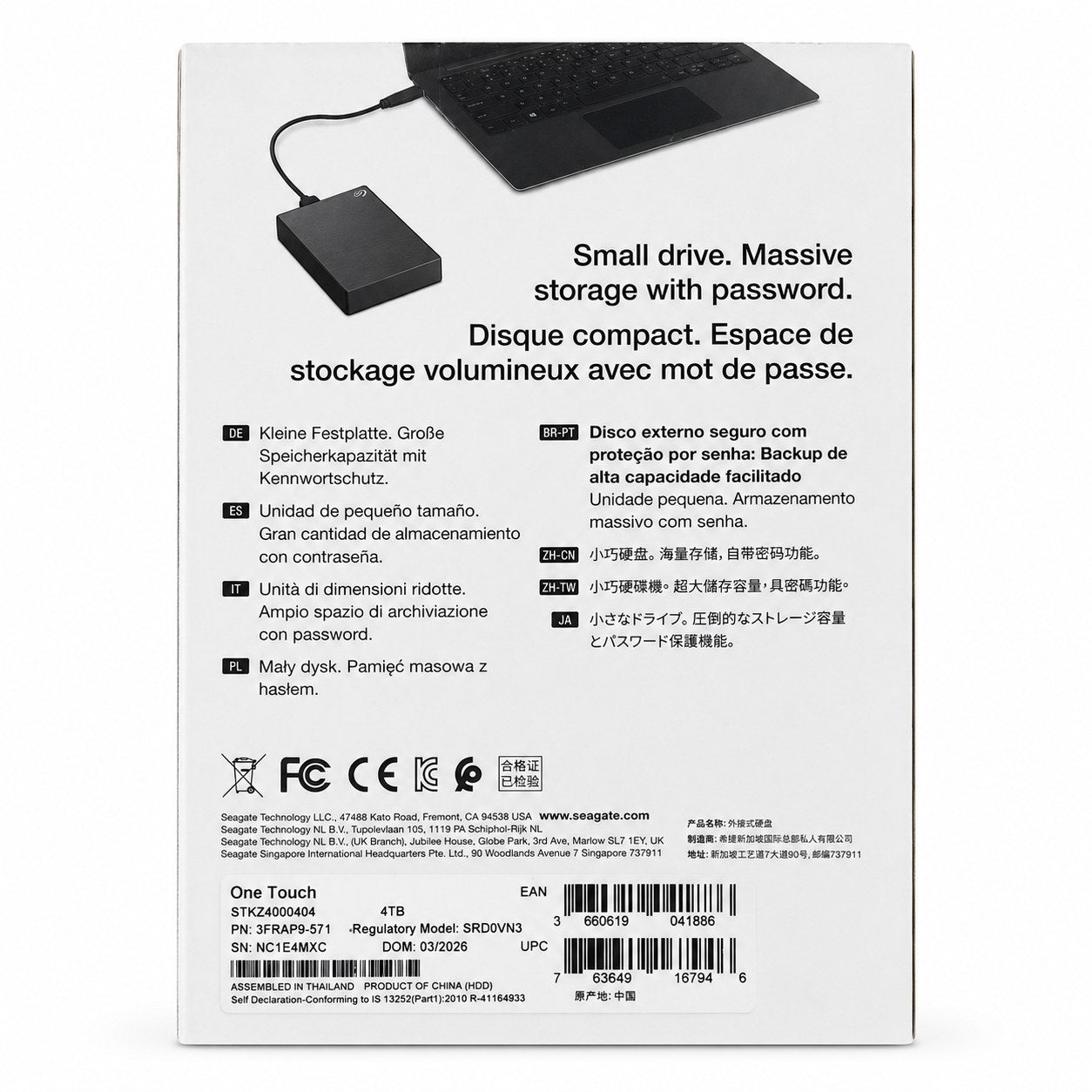 Seagate One Touch 4TB – Verpackung Rückseite